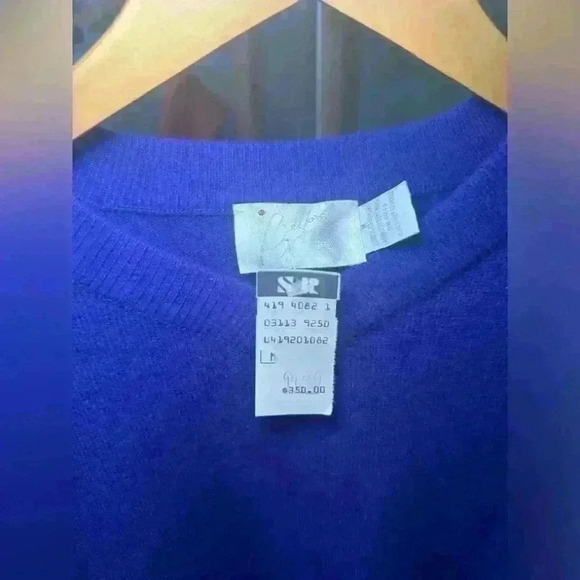 NWT Vintage 80s ‎ 100% Cashmere Blue Belford V Neck Sweater Women's Size M - Picture 4 of 5